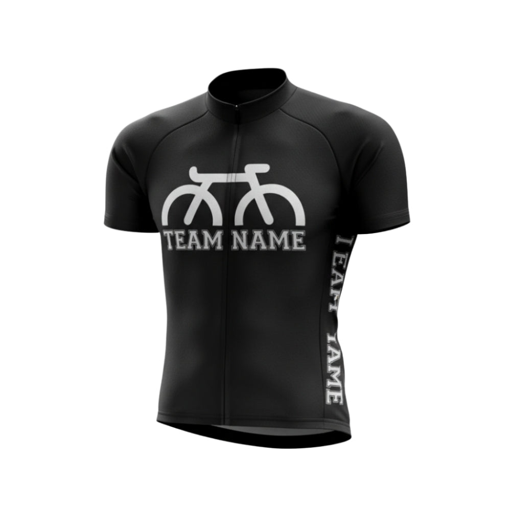 Custom Black White Team Cycling Jersey Short Sleeve For Men, Custom Cycling Jerseys CG0498