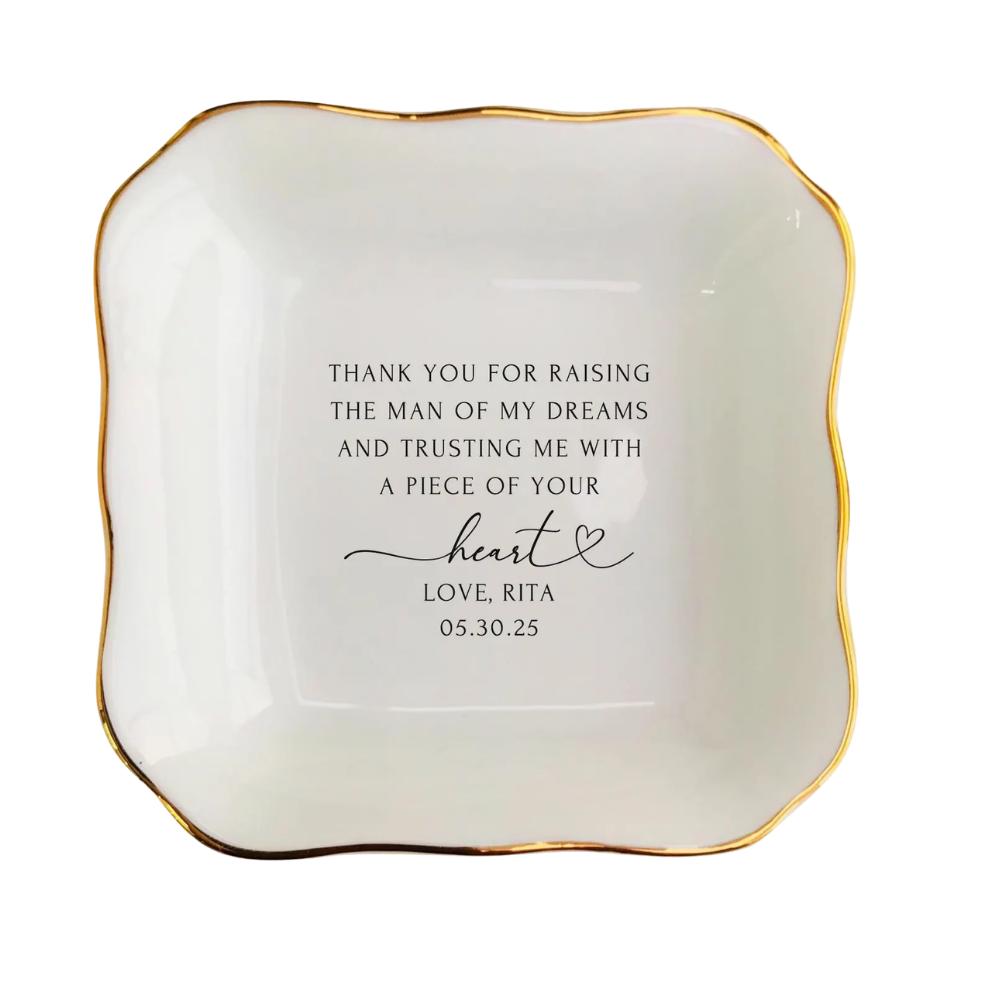 Thank You For Raising The Man Custom Mother Of The Groom Jewelry Dish, Custom Wedding Ring Dish For Mother Of Groom WD0483