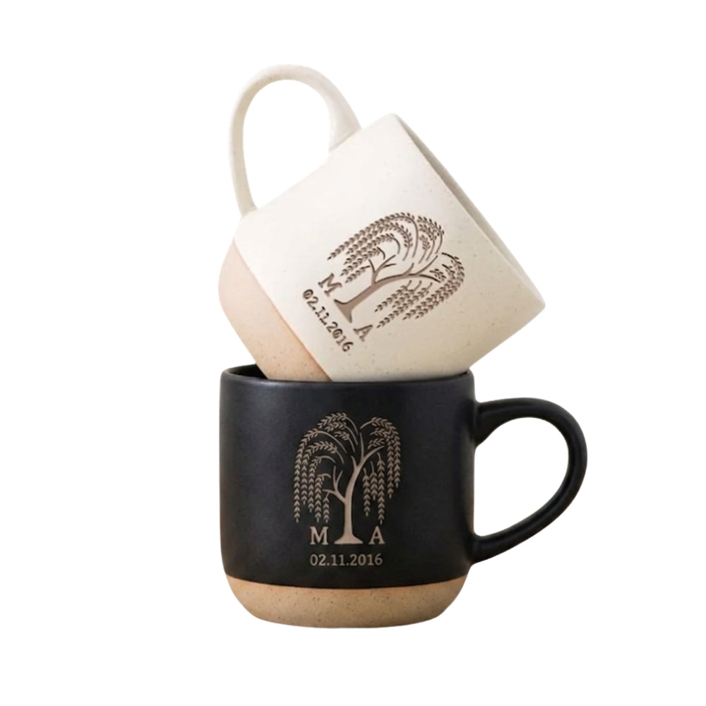 Personalized Willow Tree 9 Years Anniversary Pottery Mug, Custom 9th Wedding Anniversary Mug WD0317