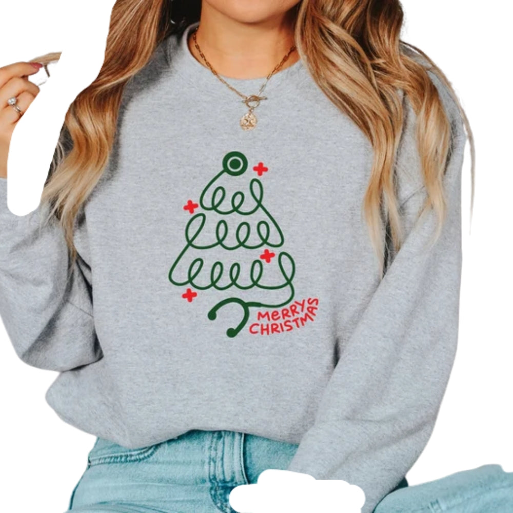 Merry Christmas Stethoscope Tree Sweatshirt, Nurse Christmas Sweatshirt 2D0637