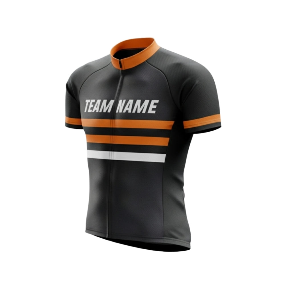 Black And Orange Custom Team Cycling Short Sleeve Men Jersey, Custom Cycling Jerseys CG0499