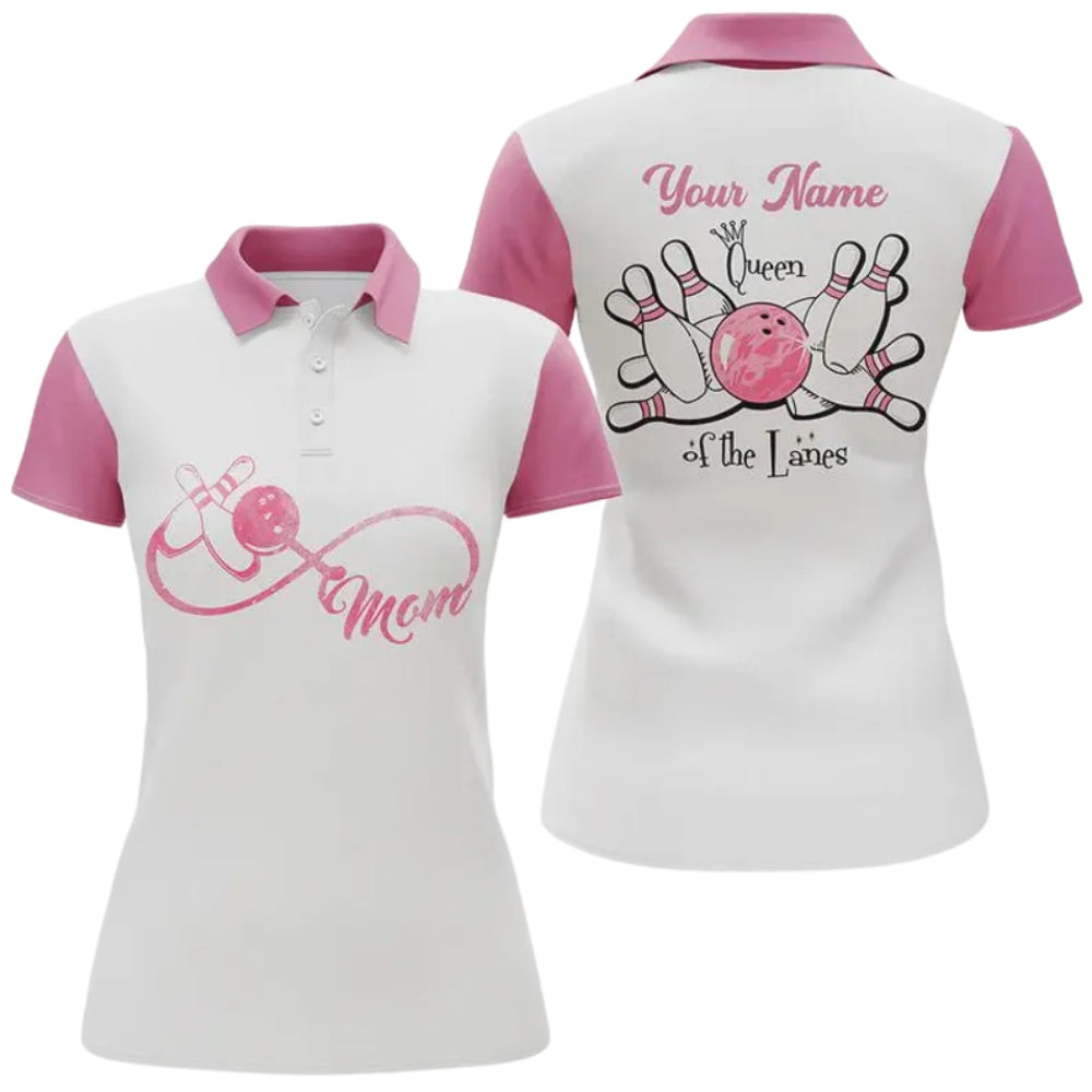 Queen Of The Lanes Custom Women's Bowling Polo Shirt, Custom Funny Bowling Shirt Womens BE0149