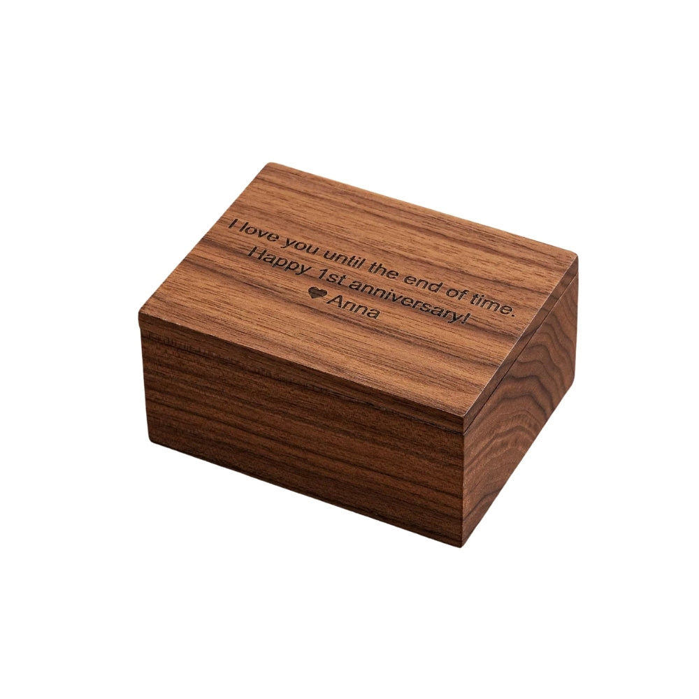 Personalized Wedding Anniversary Keepsake Wood Photo Box, Custom Memory Collection Photo Box For Wedding Anniversary Engaged WD0047