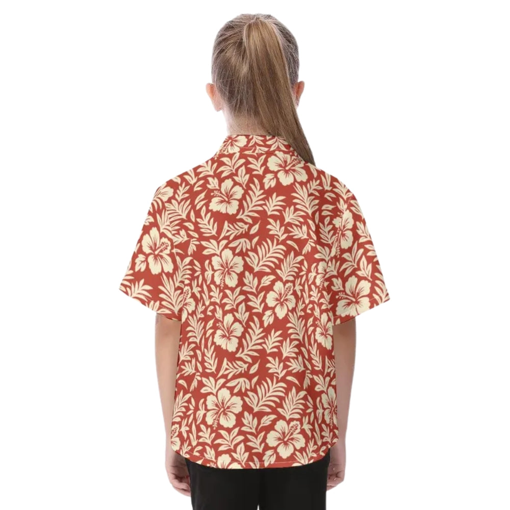 Matching Red Hibiscus Family Hawaiian Shirts, Floral Tropical Hawaiian Family Shirts For Beach Vacation ET0543