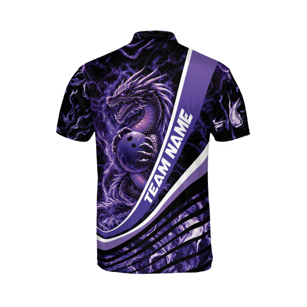 Custom Purple Dragon Bowling Jersey Shirts For Men, Custom Dragon Team Bowling Shirts BM0355