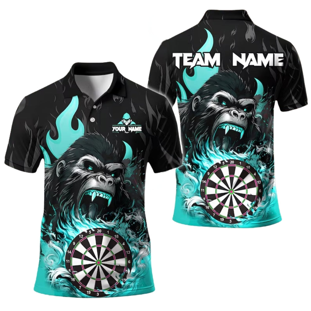 Custom Gorilla Darts Men Polo Shirt, Custom Gorilla Flame Dart Team Shirts DE0010