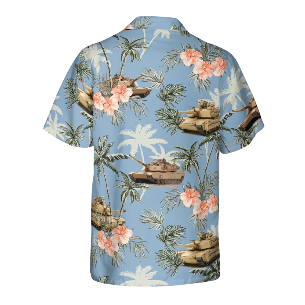 M1 Abrams Tank Men's Floral Hawaiian Shirt, Tropical M1 Abrams Tank Hawaiian Shirts HE0393