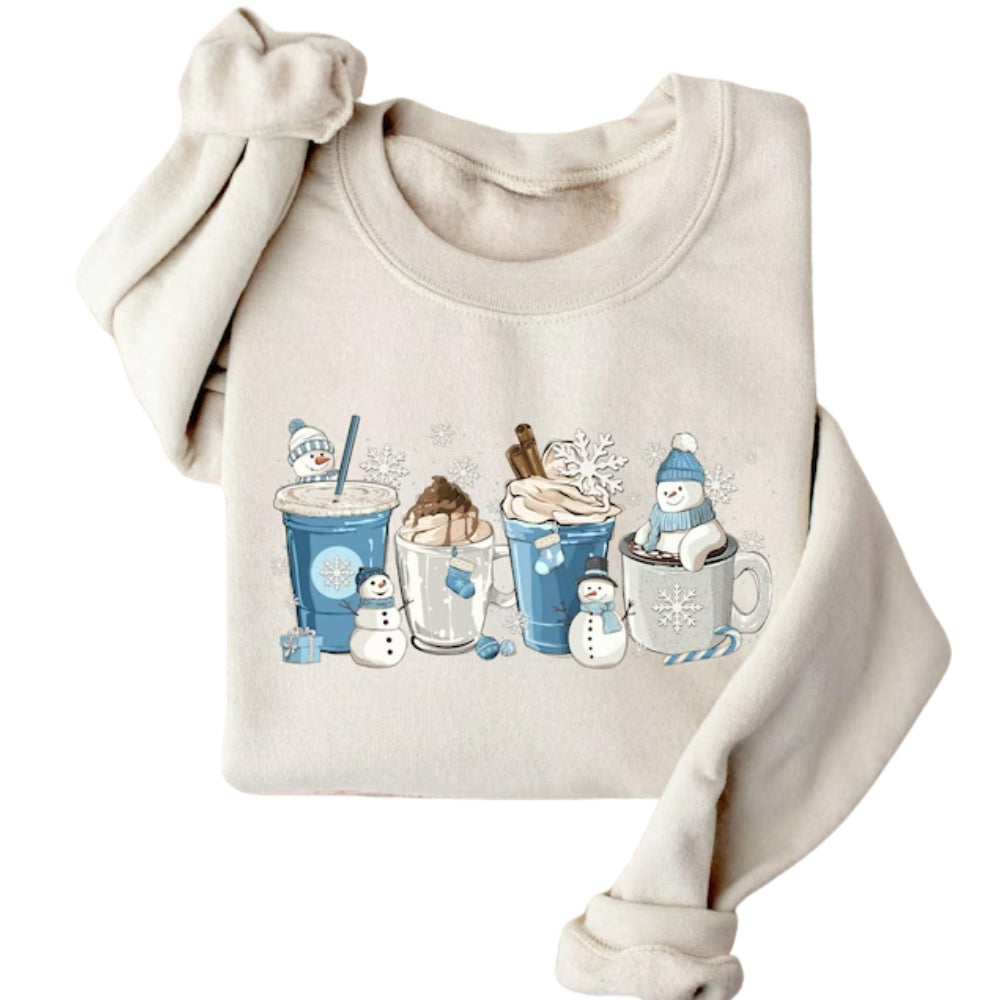 Winter Coffee Cups Sweatshirt, Coffee Lover Sweatshirt 2D0771