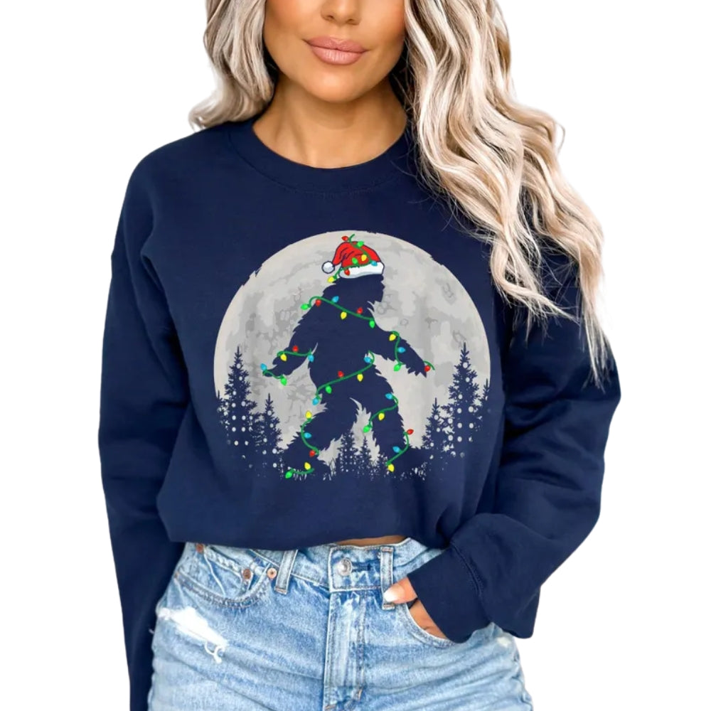 Bigfoot Santa Christmas Lights Sweatshirt, Bigfoot Lover Xmas Sweatshirt 2D0639