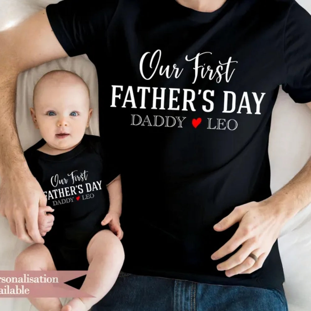 Custom Our First Father's Day Matching T Shirts For Daddy, Custom Family Shirts For 1st Father's Day ET0304