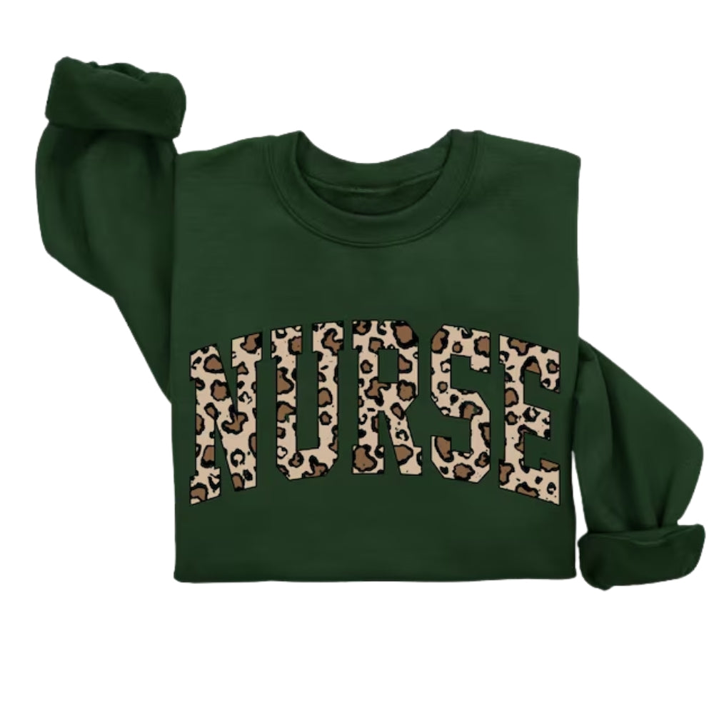 Leopard Nurse Sweatshirt, Nurse Sweatshirt 2D0404