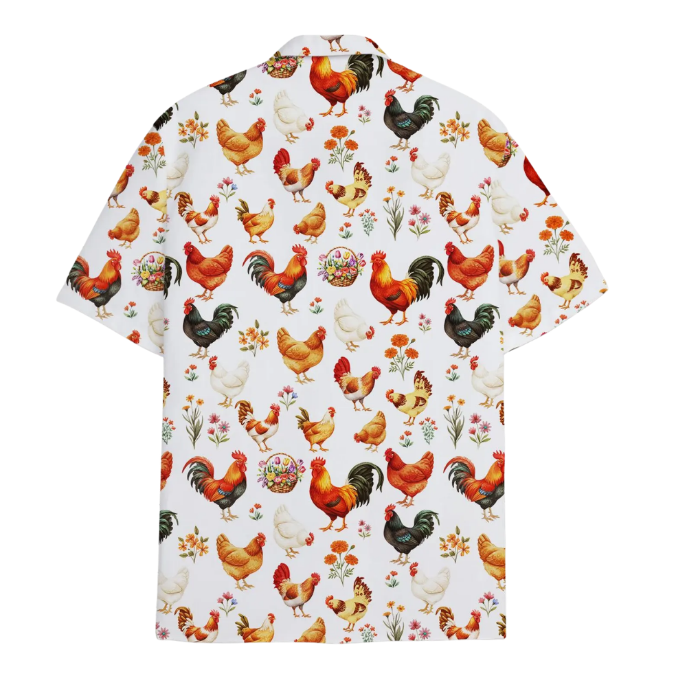 Rooster Floral Hawaiian Shirt For Men Women, Rooster Chicken Hawaiian Shirt HE0363