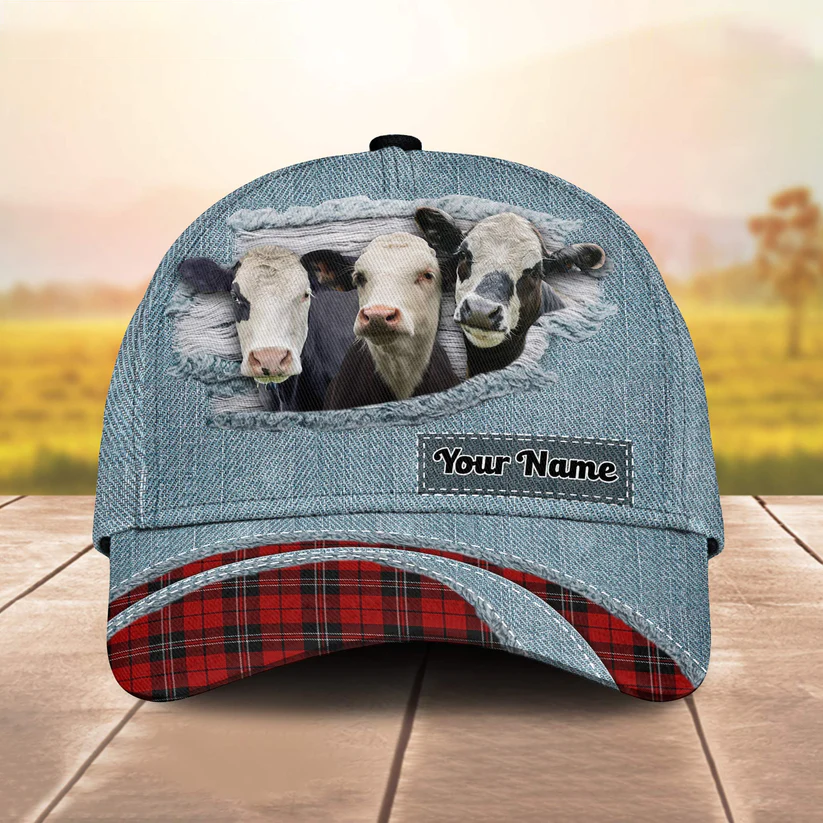 Black Baldy Red Caro And Jeans Pattern Customized Name Cap CA0190