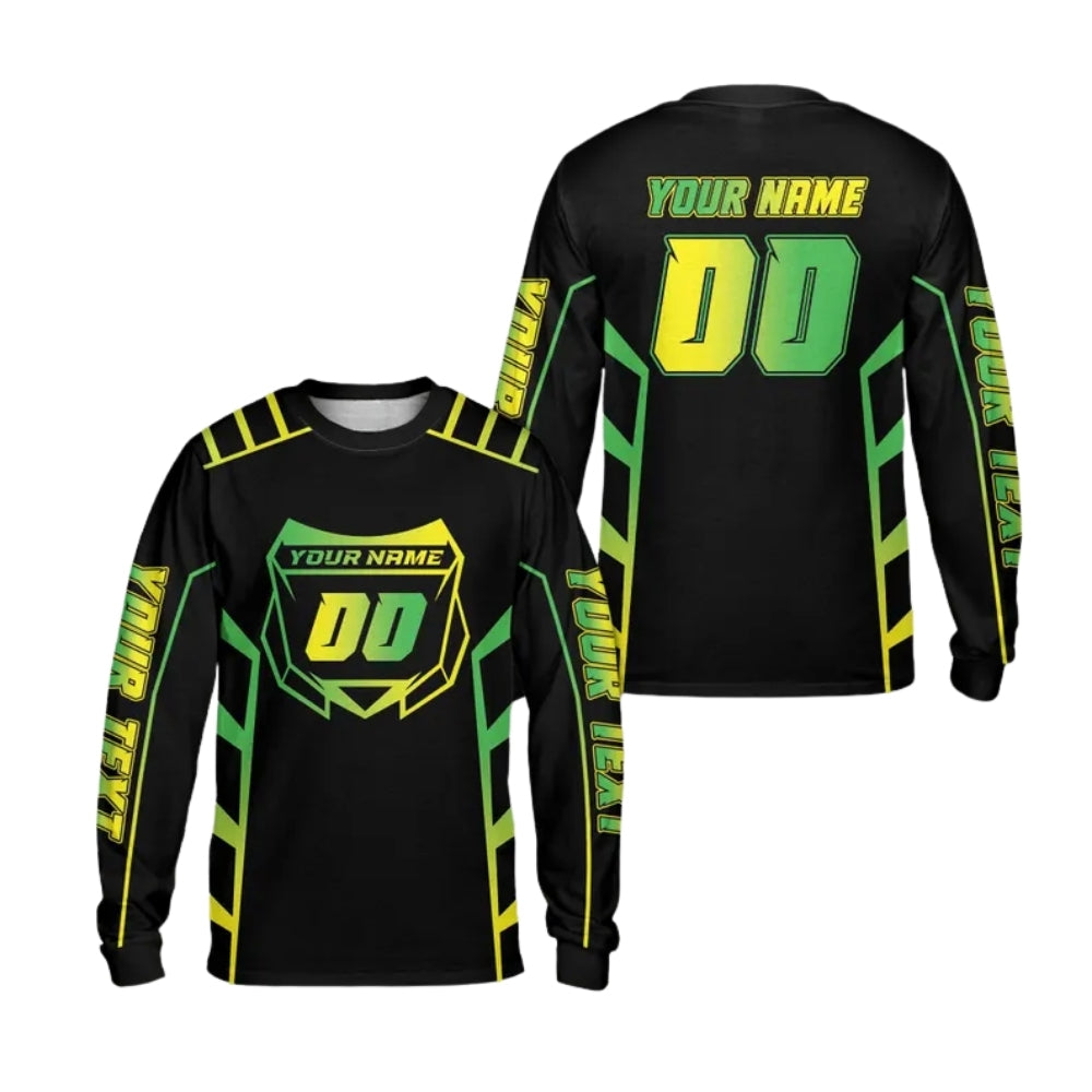 Custom Number Neon Gradient Motocross Long Sleeve Jersey For Men, Custom Neon Dirt Bike Shirts ME0024
