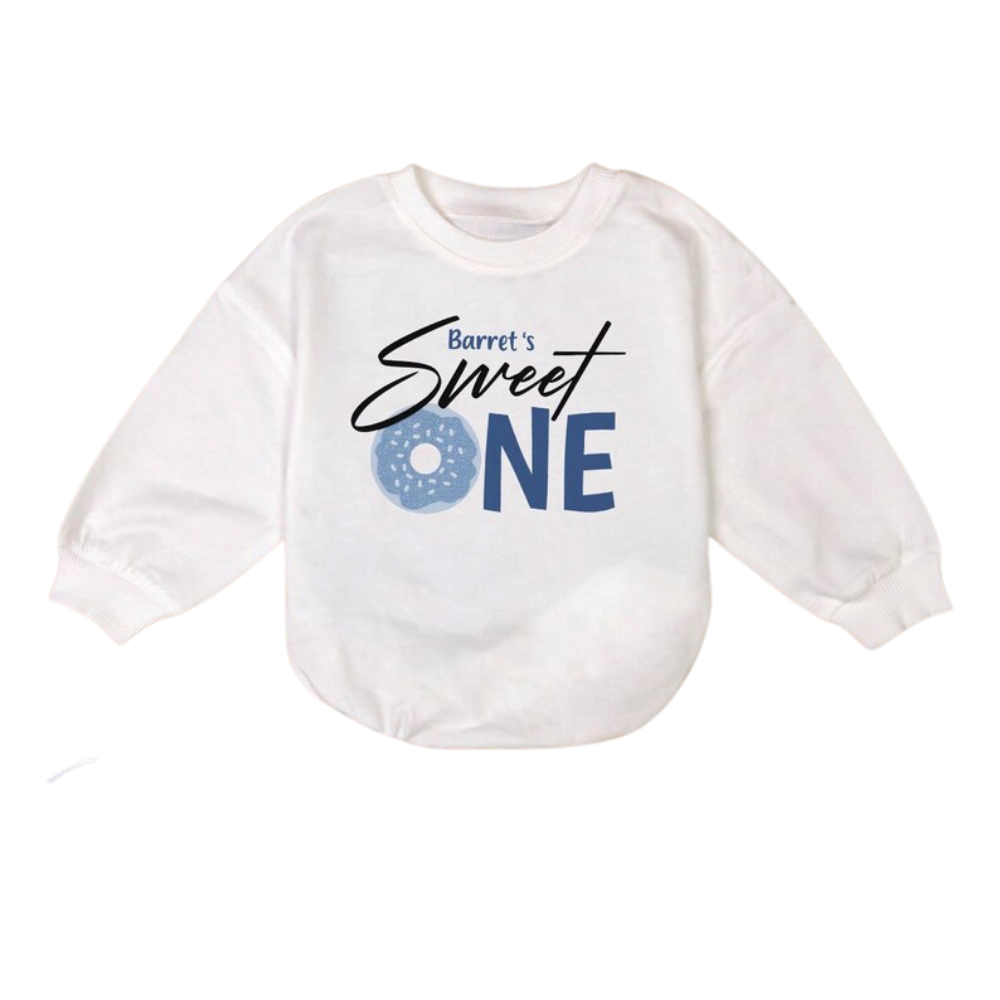 Custom Donut Sweet One Baby Romper Sweatshirt, Custom 1st Birthday Donut Baby Romper Sweater BB0484