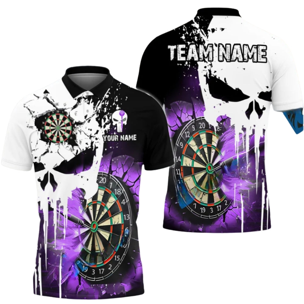 Custom Skull Darts Polo Shirts For Men, Custom Skull Dart Team Shirts DZ0045