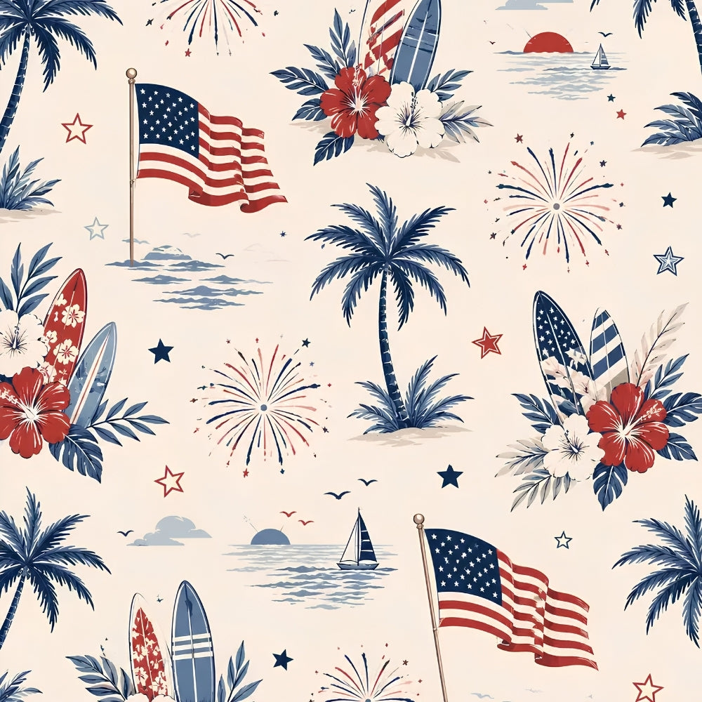 Tropical USA Flag Family Matching Hawaiian Shirt, 4th Of July Hawaiian Shirts For Family ET0990