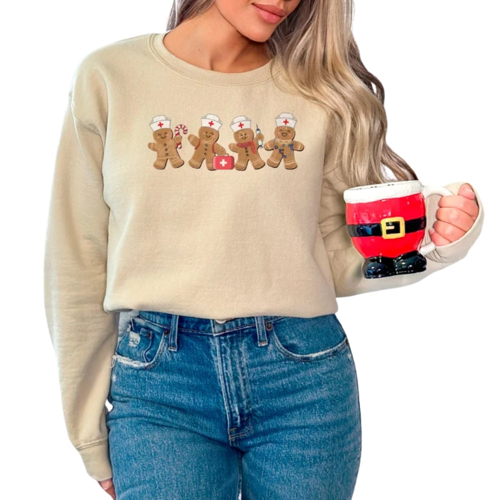 Gingerbread Nurse Christmas Sweatshirt, Nurse Xmas Sweatshirt 2D0645