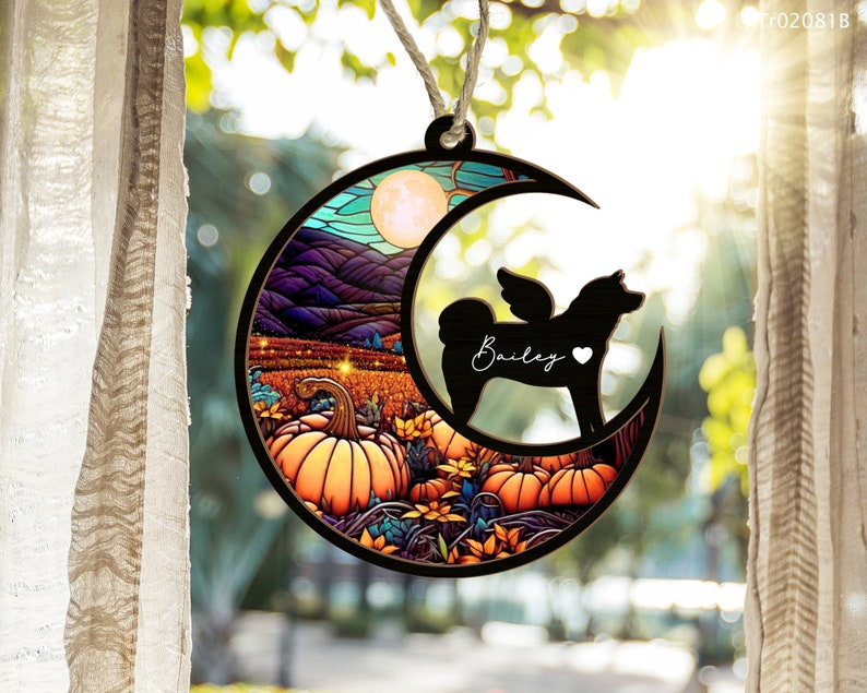Memorial Gift Loss of Dog, Custom Dog Sun Catcher, Dog Memorial Ornament, Personalized Pet Suncatcher OA0052