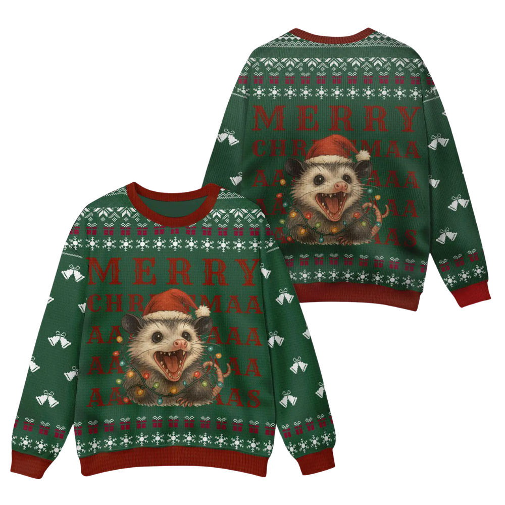 Overstimulated But Festive Possum Ugly Christmas Sweater, Funny Christmas Sweatshirt For Possum Lover 2D1227