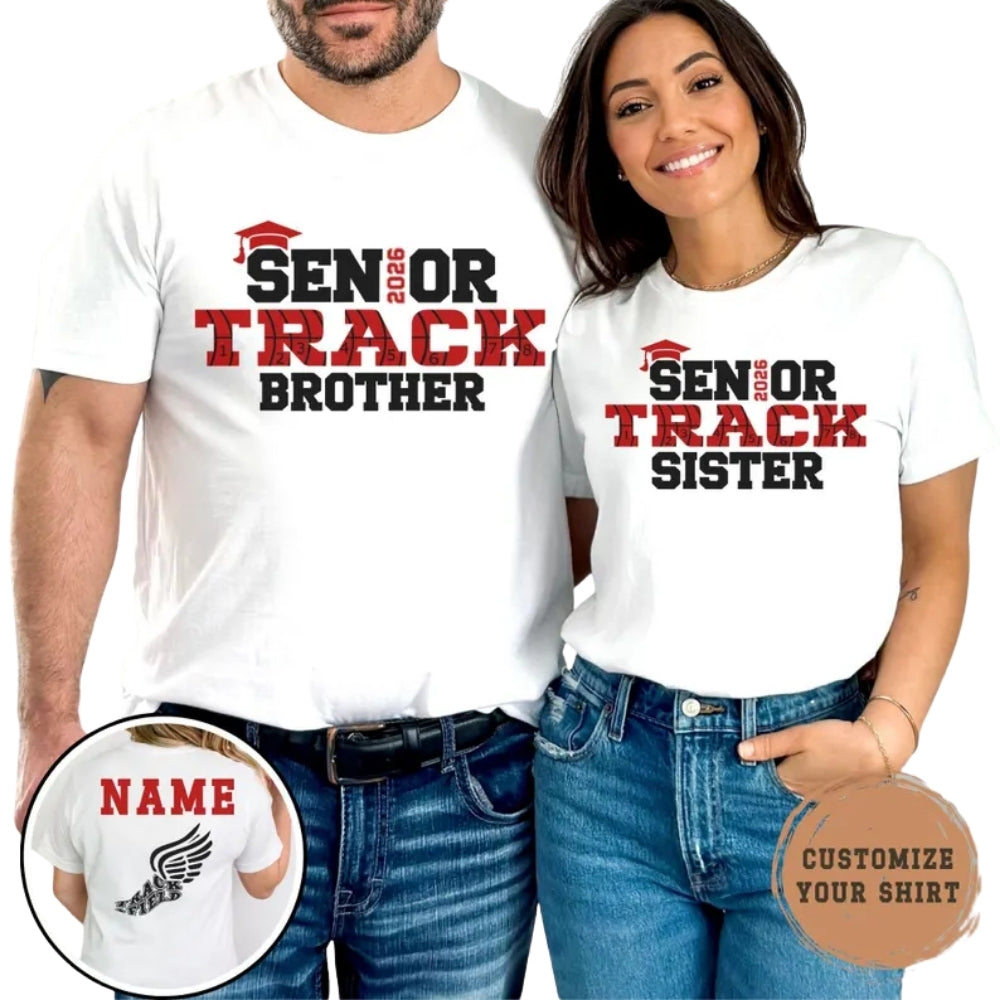 Custom Senior Track And Field Matching Family T Shirts, Personalized Track Graduation Family Matching Shirts ET0503
