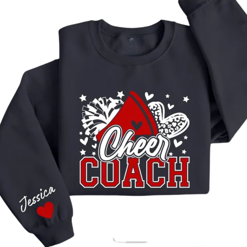 Custom Women Cheer Coach Sweatshirt, Custom Cheerleading Coach Shirt 2D0013
