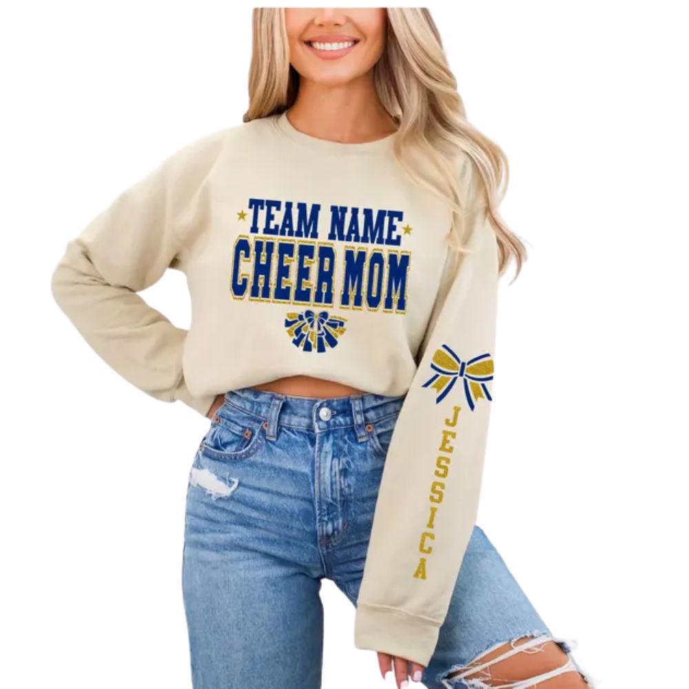 Custom Cheer Team Mom Sweatshirts With Bling, Custom Cheer Mom Sweatshirts 2D0015