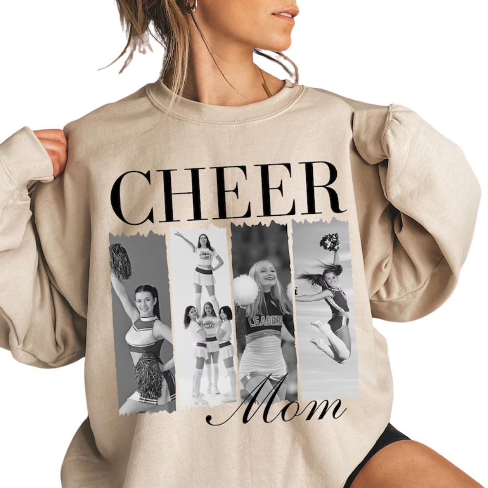 Custom Photo Women Cheer Mom Sweatshirts, Custom Cheer Mom Sweatshirts 2D0041