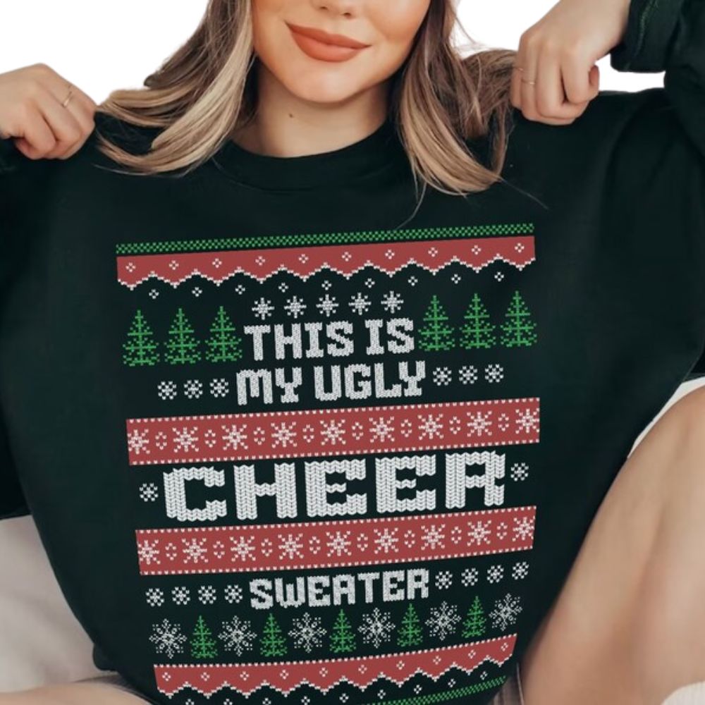 This Is My Ugly Cheer Sweater Christmas Sweatshirt, Cheerleading Christmas Sweatshirt 2D0043