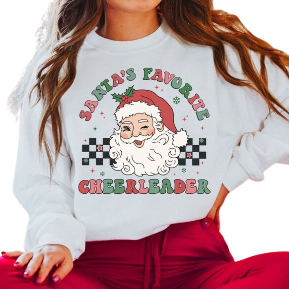 Santa's Favorite Cheerleader Sweatshirts, Cheer Christmas Sweatshirt 2D0045