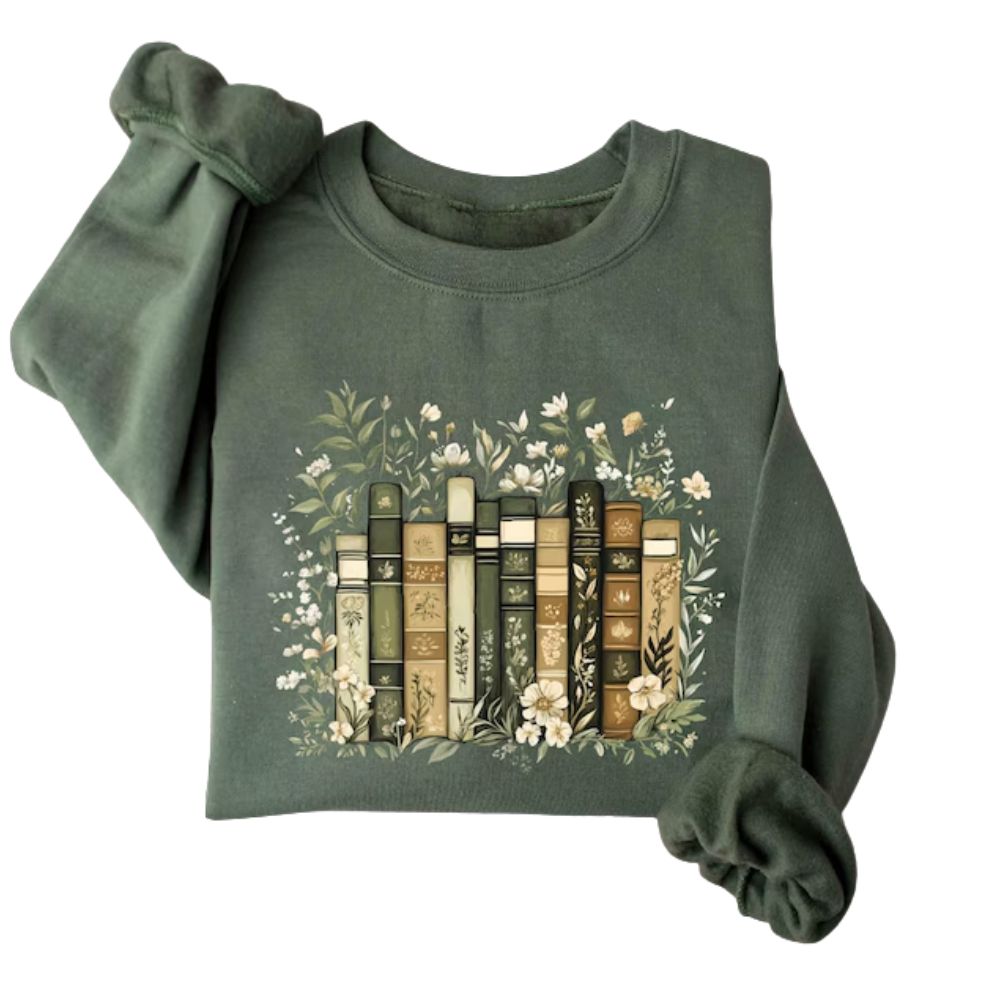Floral Book Sweatshirt, Reading Book Lover Sweatshirt 2D0053