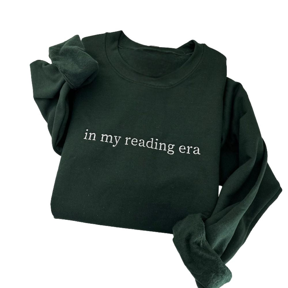 In My Reading Era Embroidered Sweatshirt, Minimalist Book Embroidered Sweatshirt 2D0093
