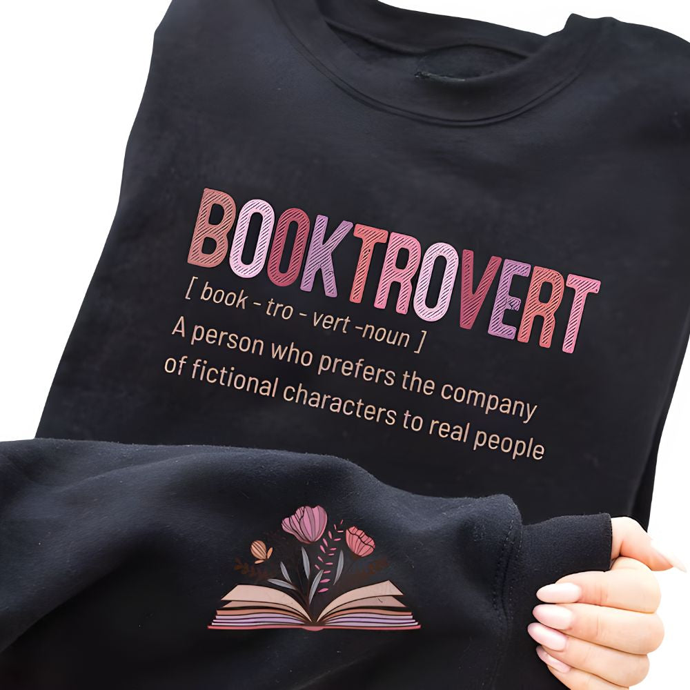 Funny Booktrovert Definition Sweatshirt For Women, Floral Funny Book Lover Sweatshirt 2D0096