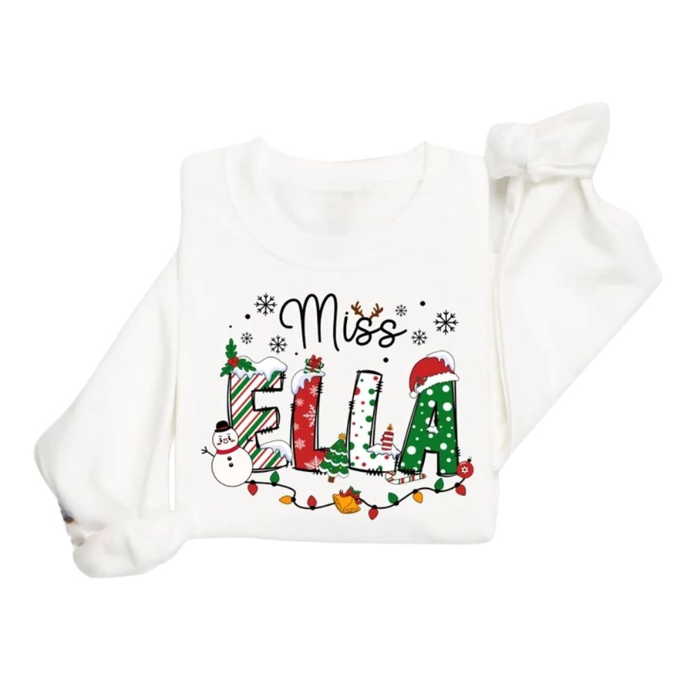 Custom Name Teacher Christmas Sweatshirt For Women, Custom Teacher Christmas Sweatshirts 2D0148