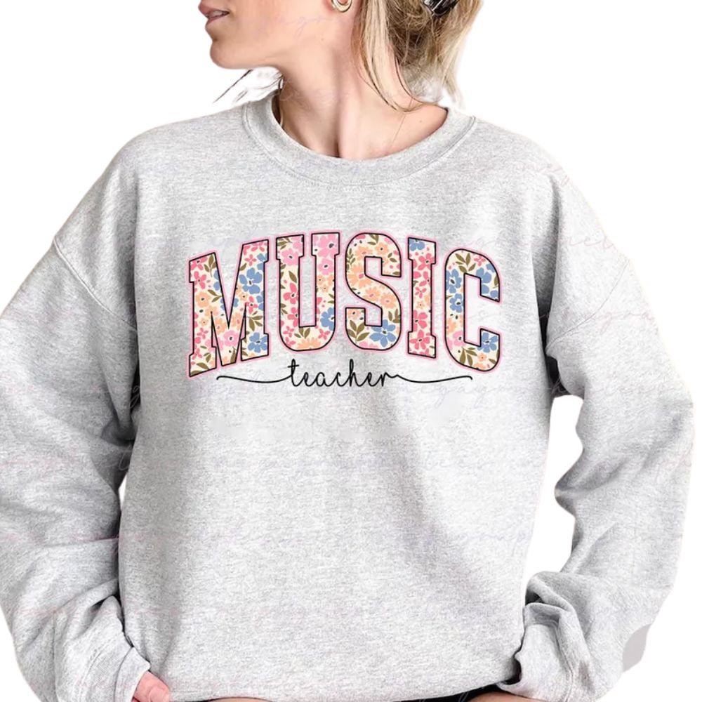 Floral Music Teacher Sweatshirt Womens, Music Teacher Sweatshirt 2D0174
