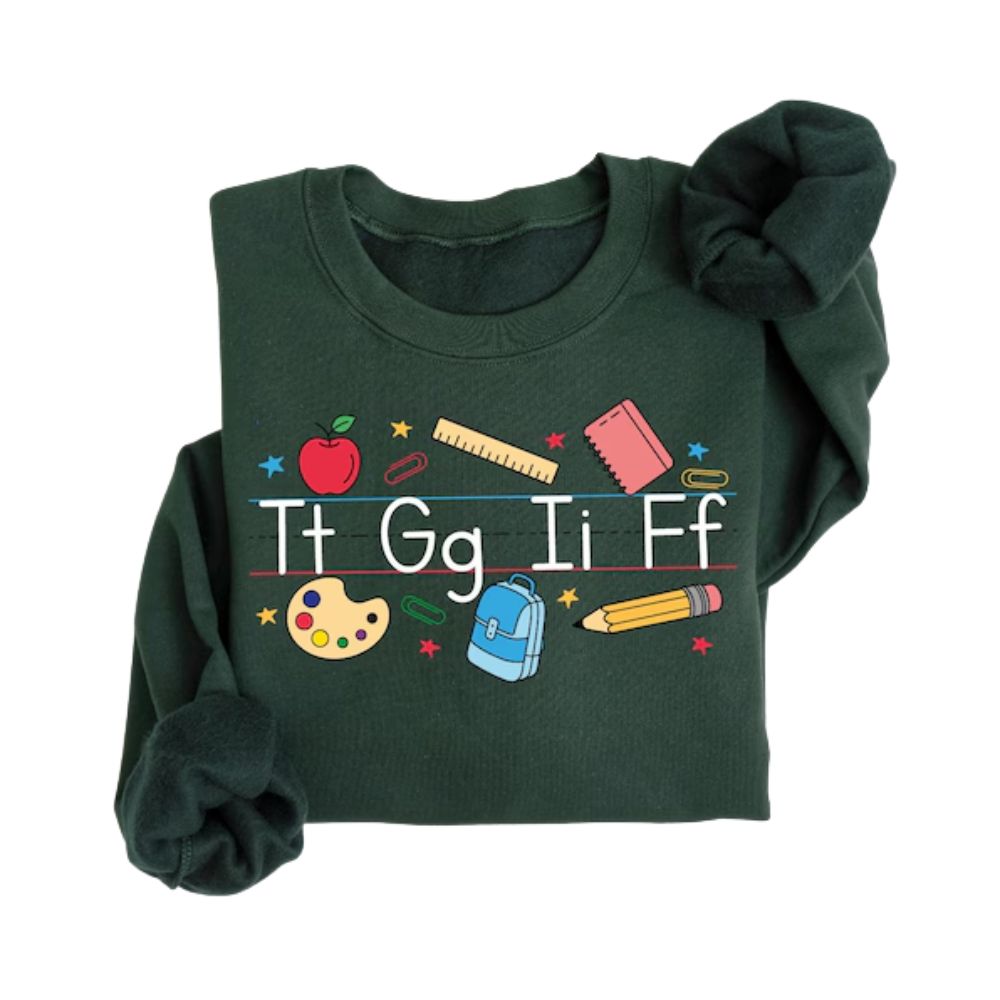 TGIF Funny Teacher Sweatshirt For Women, Elementary Teacher Sweatshirt 2D0185