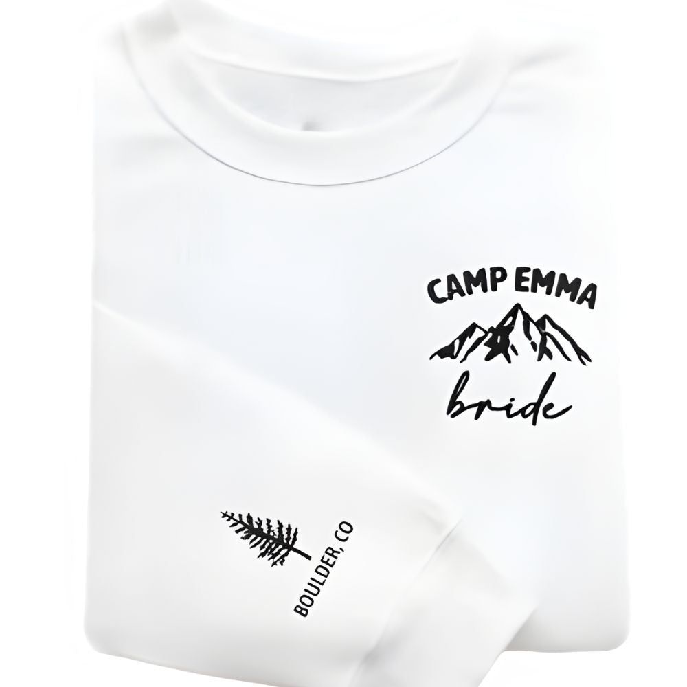 Custom Camp Bachelorette Crew Embroidered Sweatshirts, Custom Bachelorette Sweatshirts 2D0200