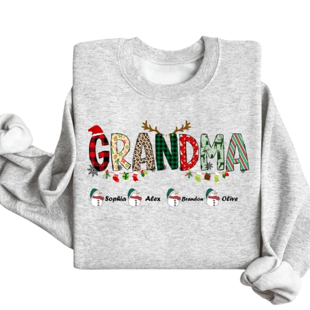 Custom Grandma Christmas Sweatshirts, Custom Grandkids Name Christmas Sweatshirt For Grandma 2D0224