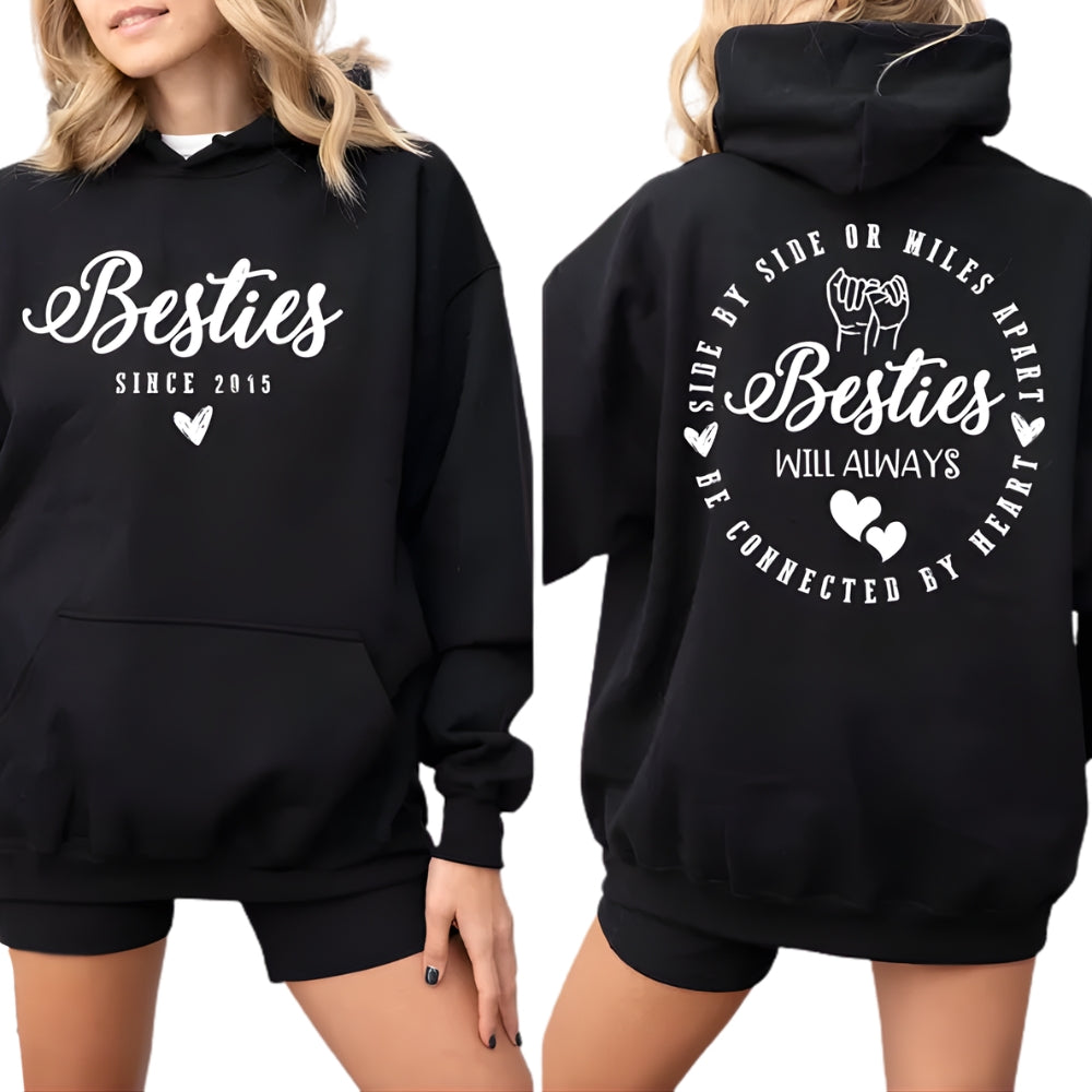 Side By Side Or Miles Apart Be Connected By Heart Besties Will Always Custom Est Hoodies, Custom Matching Besties Hoodie 2D0276