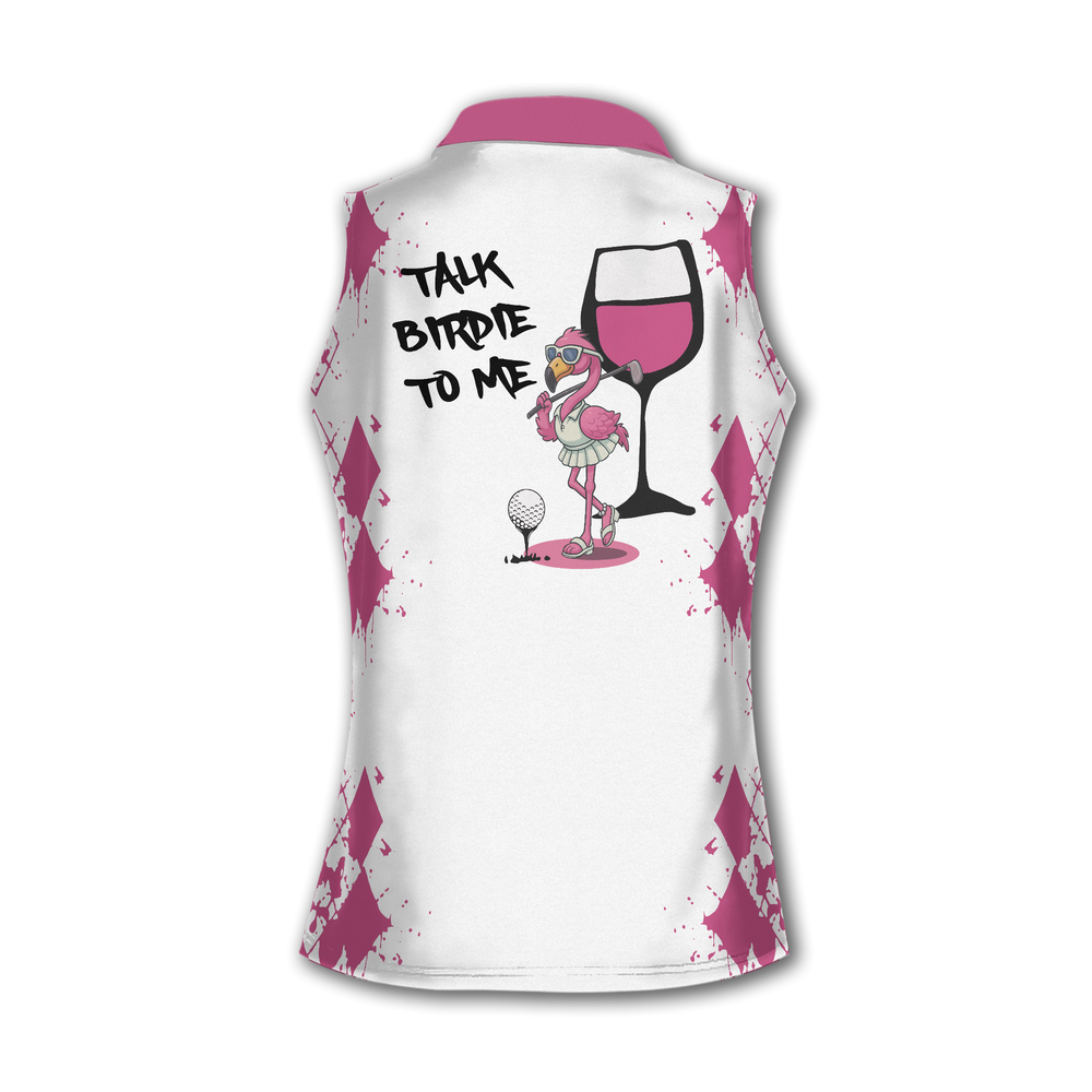 Talk Birdie To Me Custom Flamingo Sleeveless Golf Shirt Women, Women's Custom Funny Golf Shirts GW0075