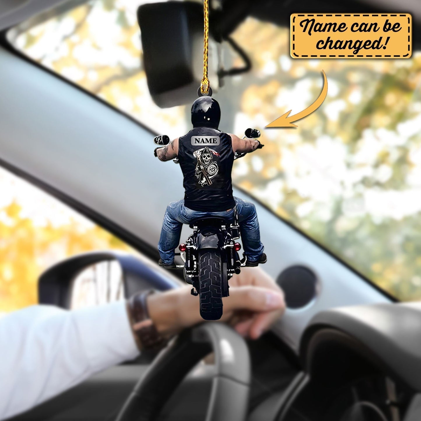 Personalized Biker Car Hanging Ornament, Man Biker Ornaments SO1430