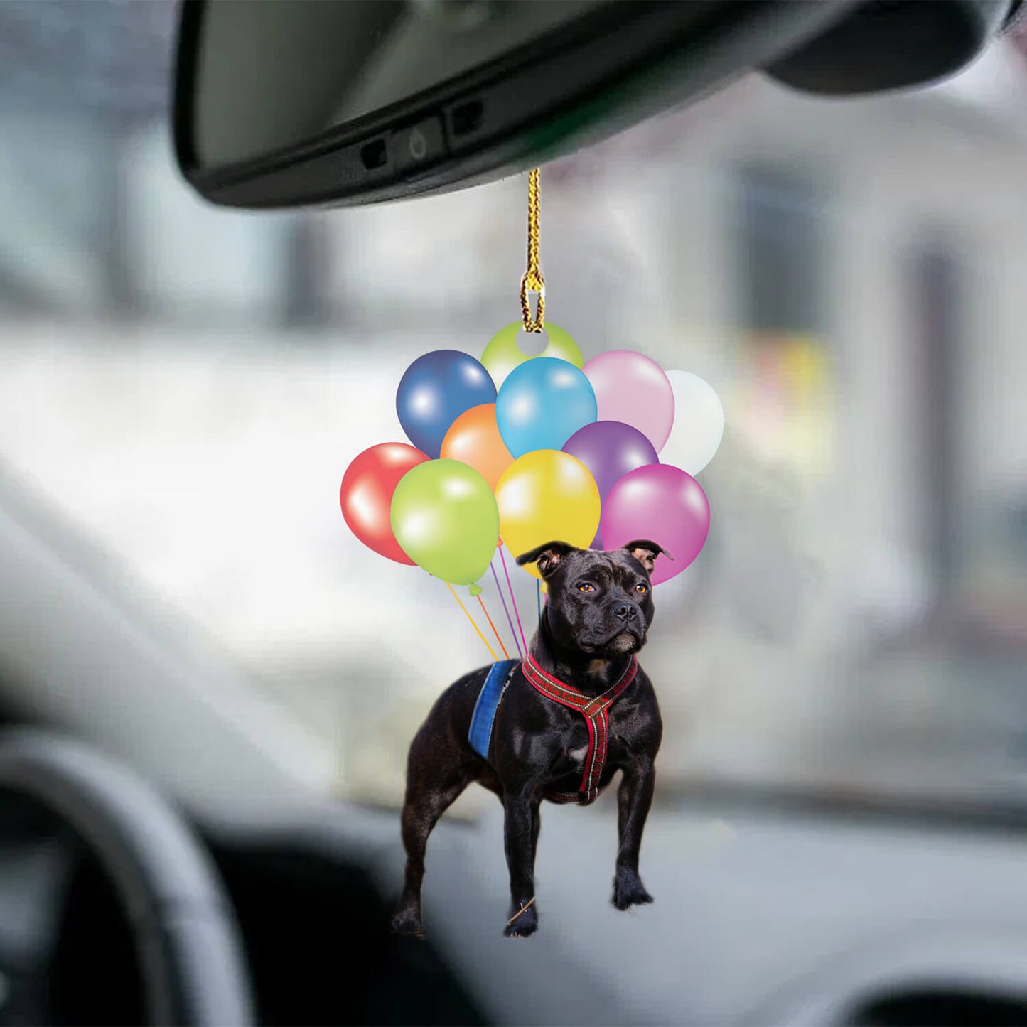 Staffordshire Bull Terrier Fly With Bubbles Car Hanging Ornament Dog Ornament Lasfour OO0828