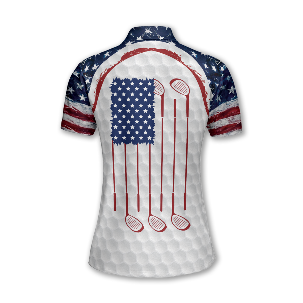 Custom American Flag Golf Polo Shirts For Women, Women's Custom Patriotic Golf Shirts GW0077