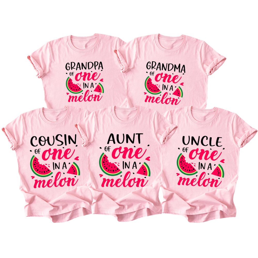 One In A Melon Personalized 1st Birthday Girl Matching Family T Shirt, Custom Watermelon First Birthday Family Shirts ET1149