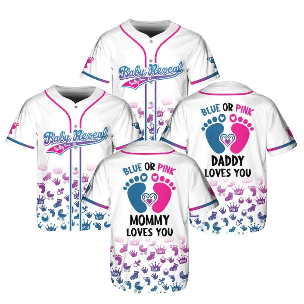 Custom Baby Reveal Matching Family Baseball Jersey, Personalized Gender Reveal Matching Family Baseball Shirts ET0726