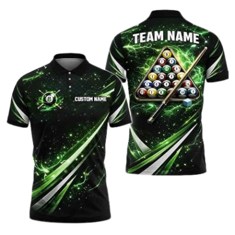 Custom Thunder Lightning Blue Billiard Polo Shirt Men, Custom Billiard Team Shirts BIZ0282