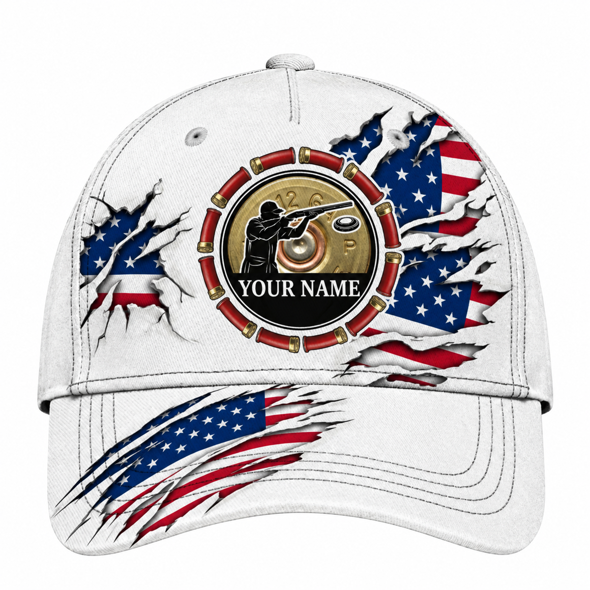 Custom Shooting American Flag Grunge Baseball Cap 3D Printed, Custom Name Shooter Cap Hat CP0744