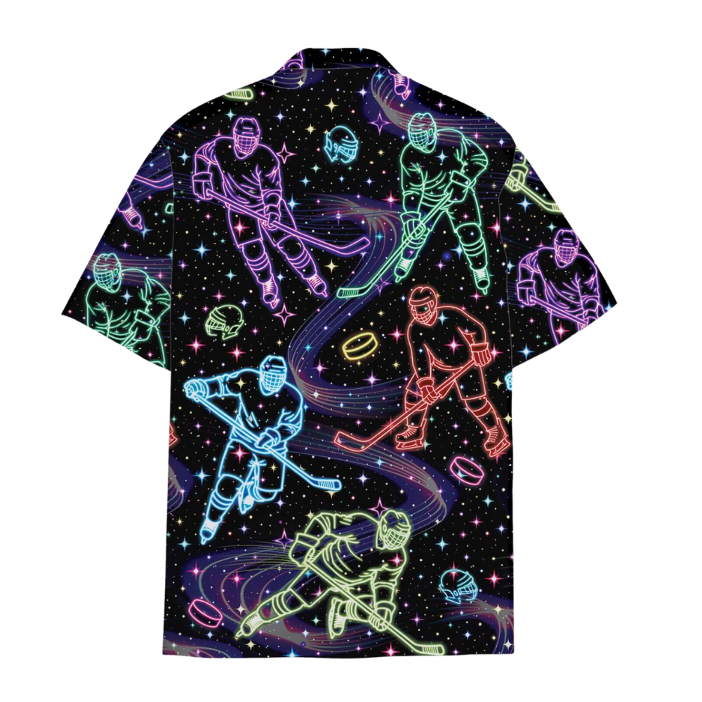 Neon Hockey Men's Hawaiian Shirt, Hockey Player Hawaiian Shirt HE0778