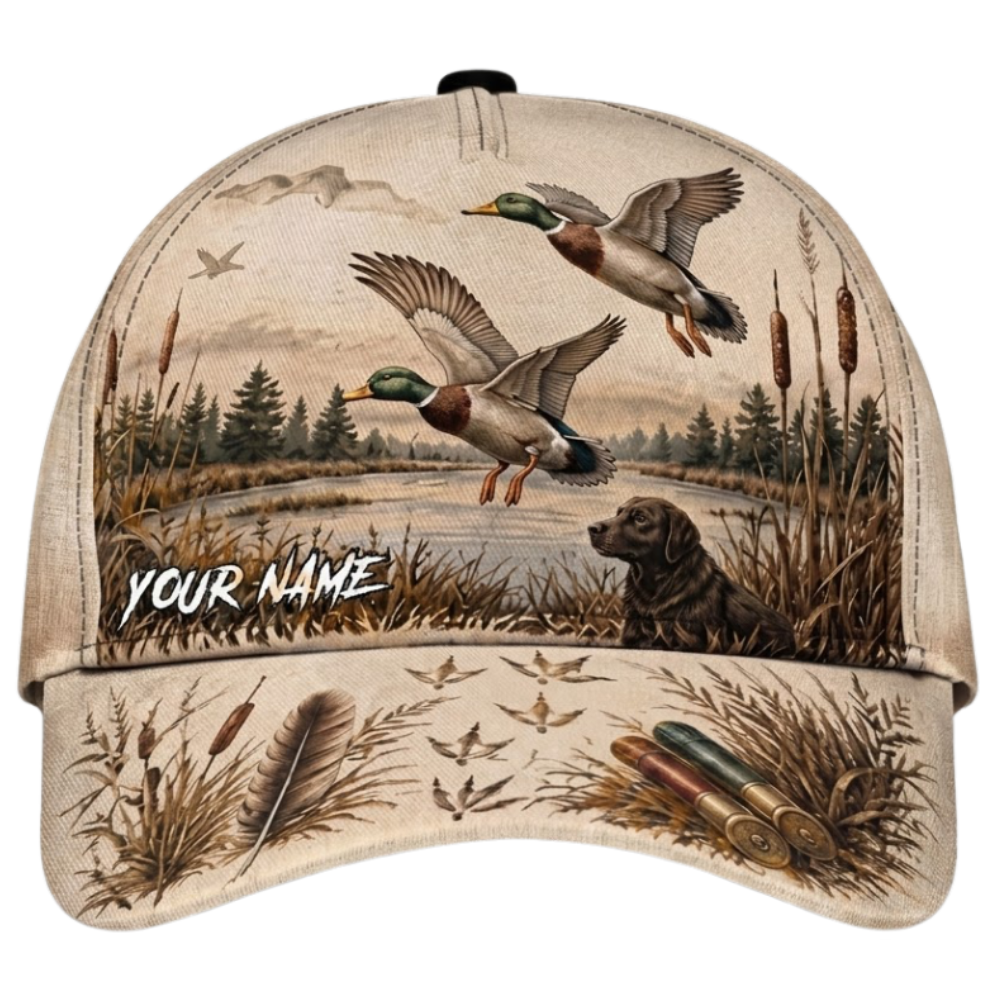Custom Mallart Duck Dog Hunting Baseball Cap, Personalized Duck Hunting Duck Cap CP0715