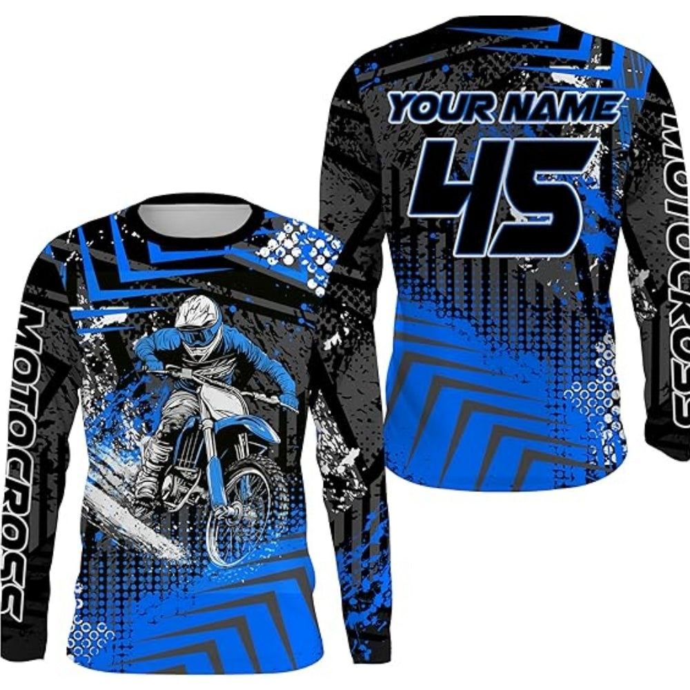 Custom Rider Men's Motocross Long Sleeve Jersey Green, Custom Racing Dirt Bike Shirts MZ0033